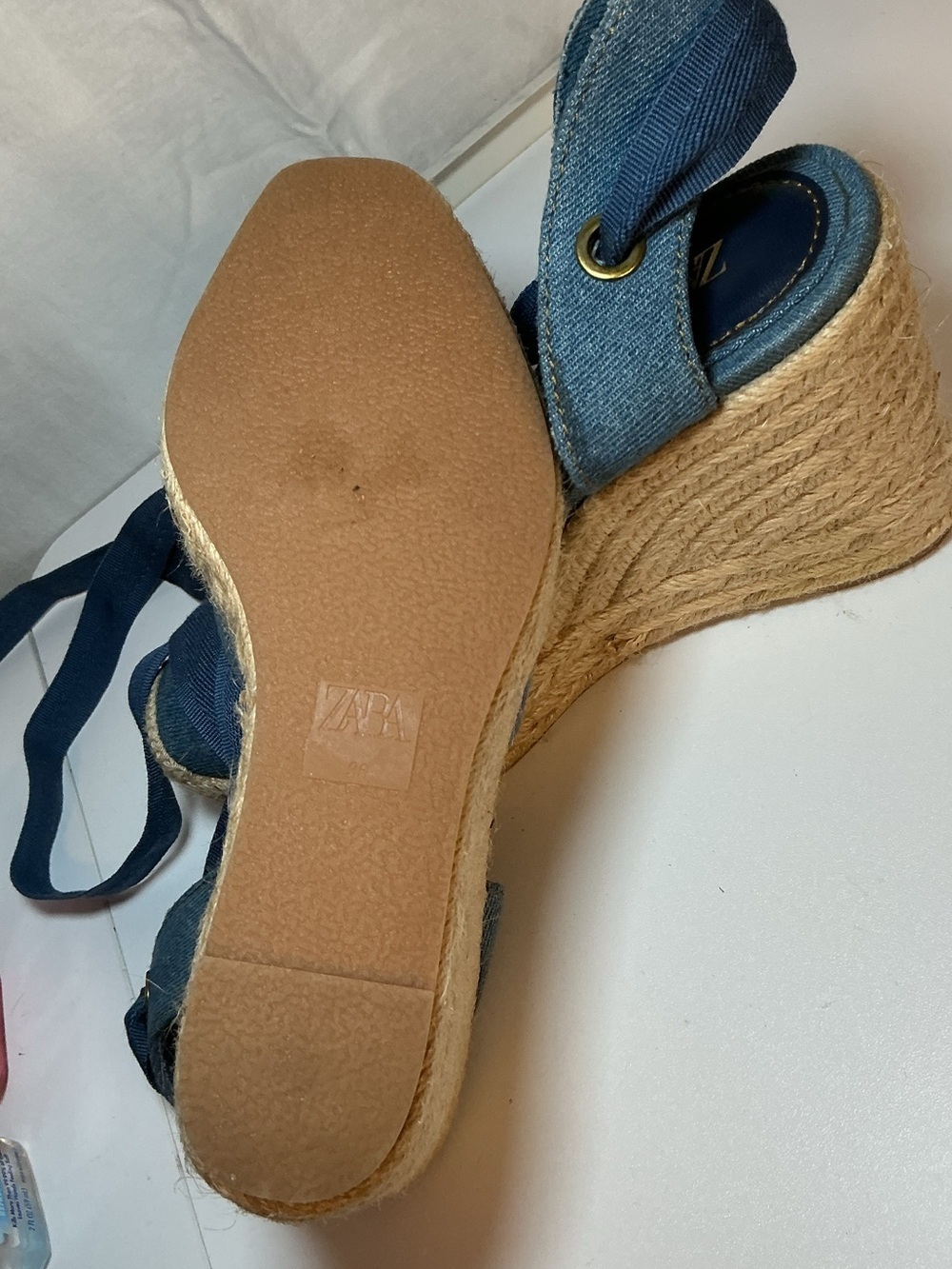 Denim Blue Wedge Espadrille Sandals - Women - Picture 12 of 12